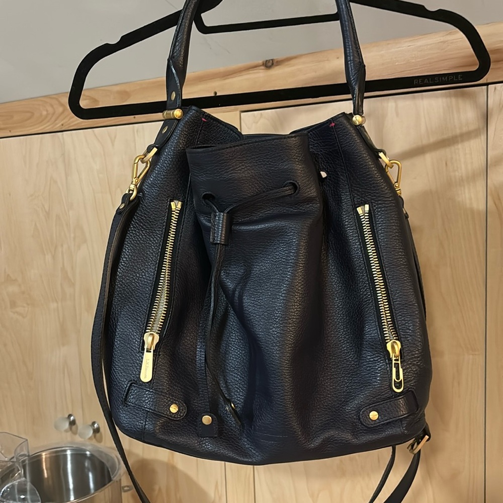LK Bennett navy  Leather Shoulder Bag with Gold Hardware
